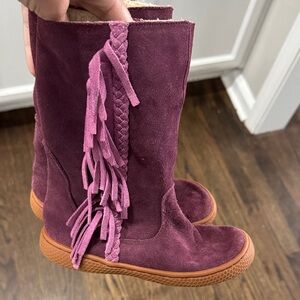 Livie and Luca purple suede boots with fringe